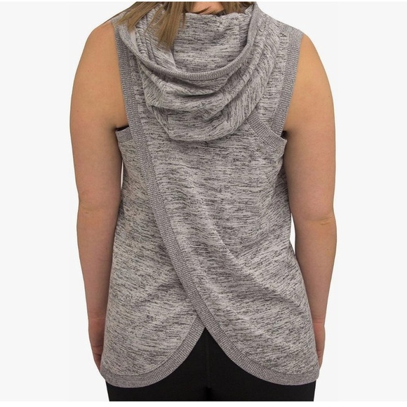 ACTIVE LIFE sleeveless sweatshirt, full zip, wrapped in back. Gray, Large, hood - Picture 9 of 9
